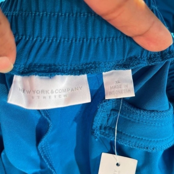 New York and co Women Pants XL Blue Stretch Knit Workwear Polyester Spandex - Picture 8 of 12